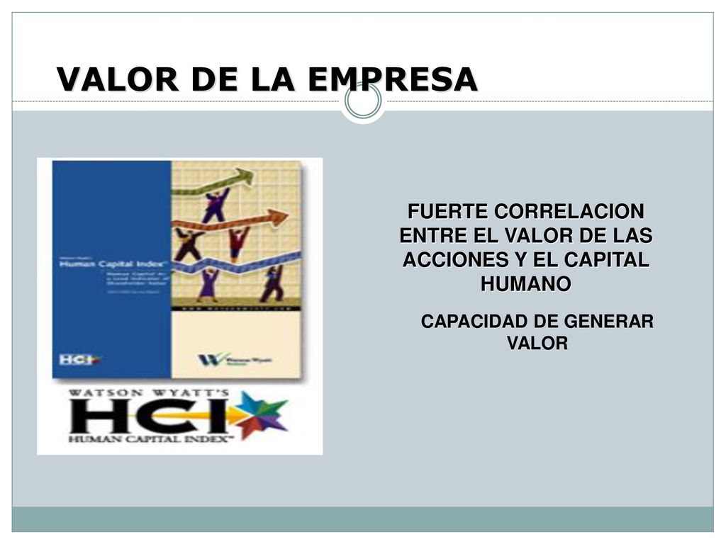 VALOR DE LA EMPRESA FUERTE CORRELACION ENTRE EL VALOR DE LAS ACCIONES Y EL CAPITAL HUMANO.