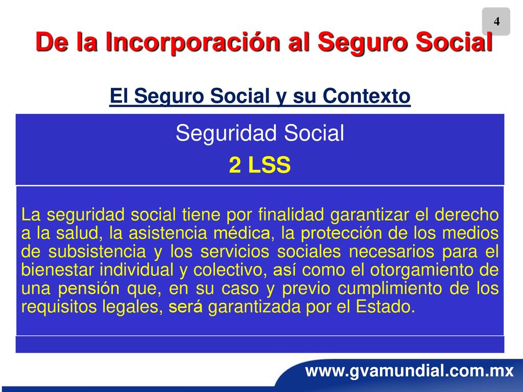 De la Incorporación al Seguro Social El Seguro Social y su Contexto