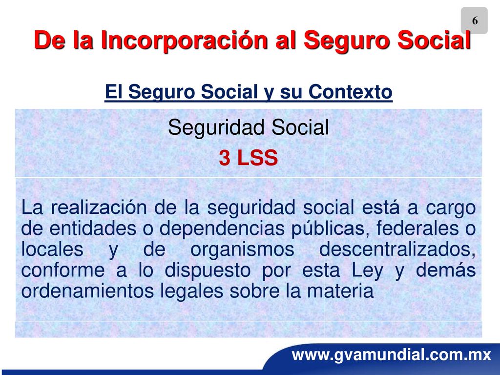 De la Incorporación al Seguro Social El Seguro Social y su Contexto