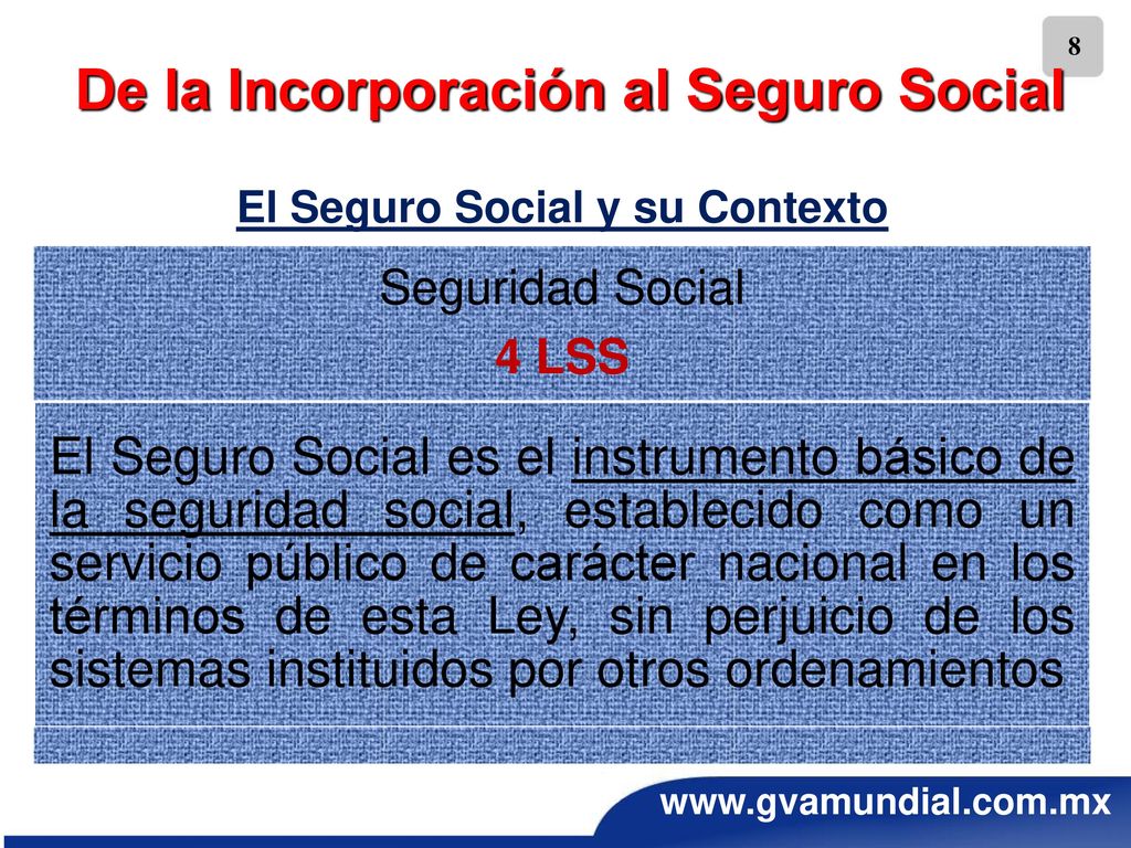 De la Incorporación al Seguro Social El Seguro Social y su Contexto