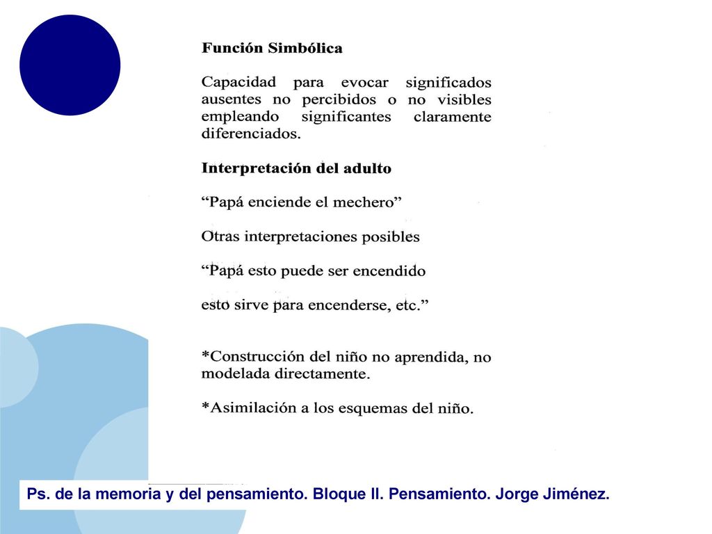 Ps. de la memoria y del pensamiento. Bloque II. Pensamiento