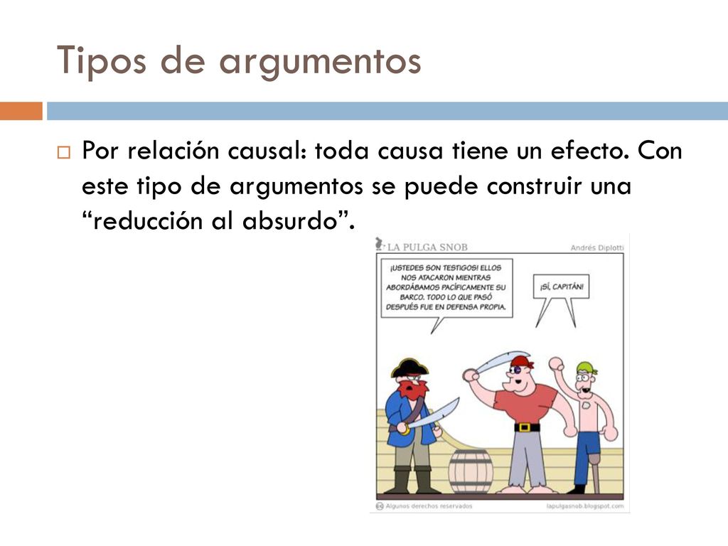Tipos de argumentos Por relación causal: toda causa tiene un efecto.
