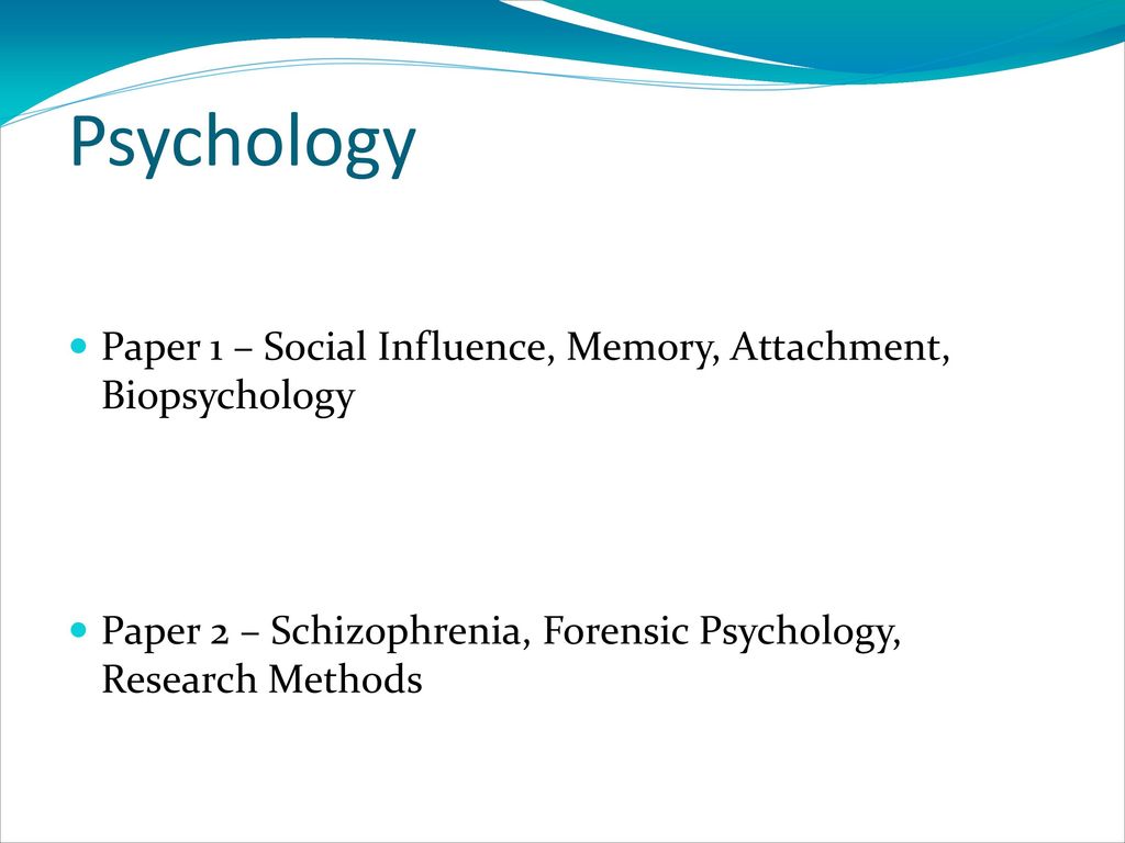 Psychology Paper 1 – Social Influence, Memory, Attachment, Biopsychology.