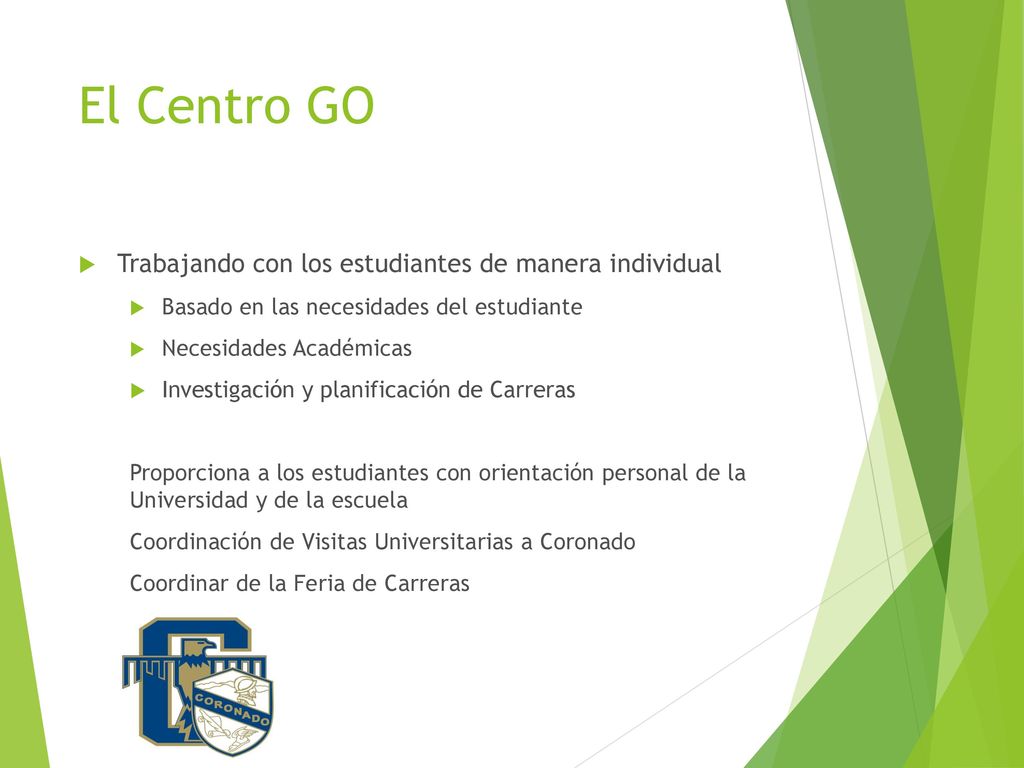 El Centro GO Trabajando con los estudiantes de manera individual