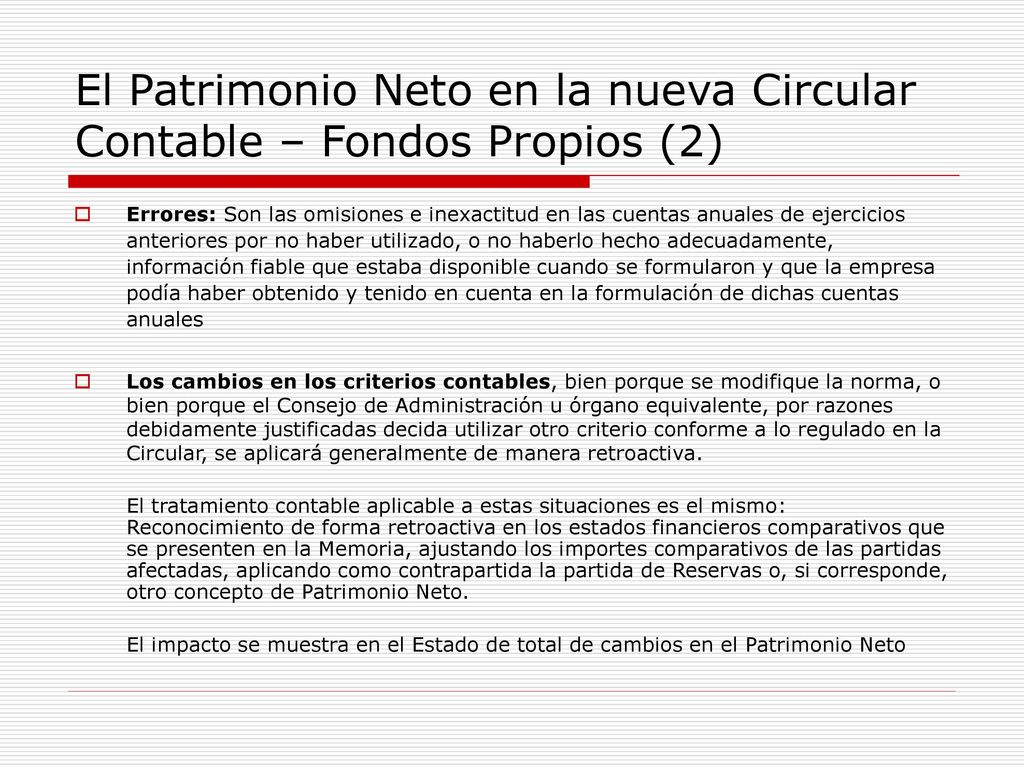 El Patrimonio Neto en la nueva Circular Contable – Fondos Propios (2)