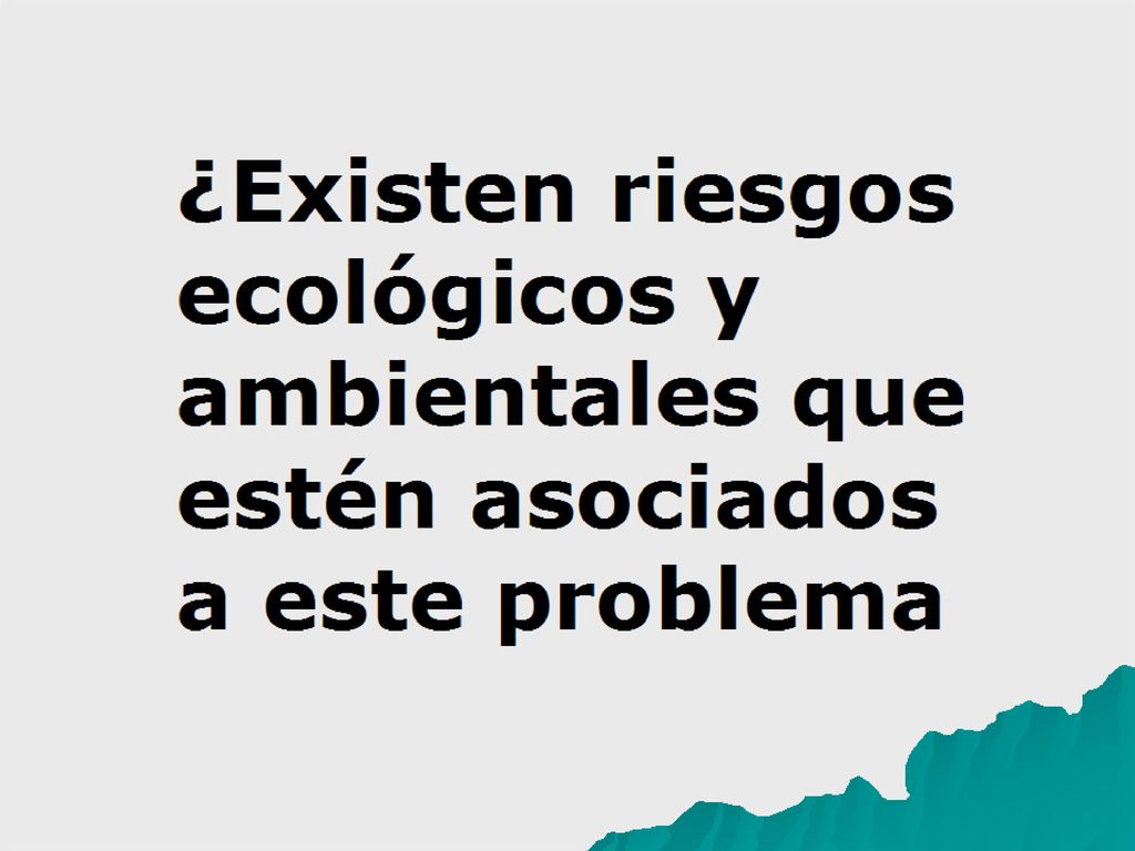 ¿Existen riesgos ecológicos y ambientales que estén asociados a este problema