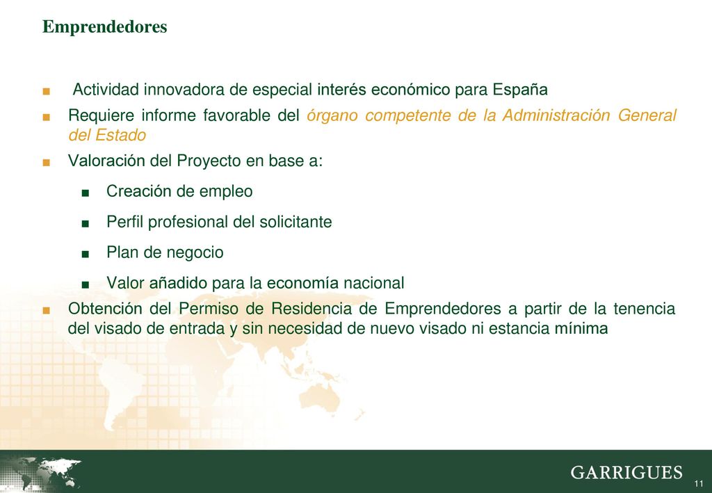 Emprendedores Actividad innovadora de especial interés económico para España.