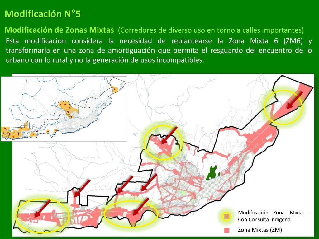 Modificación N°5 Modificación de Zonas Mixtas (Corredores de diverso uso en torno a calles importantes)