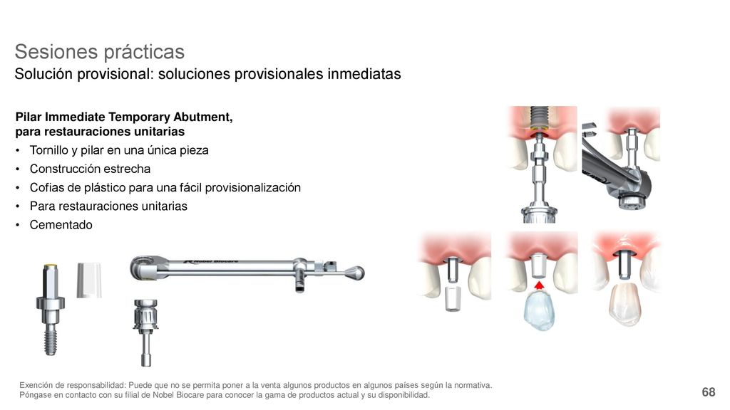 Sesiones prácticas Solución provisional: soluciones provisionales inmediatas. Pilar Immediate Temporary Abutment, para restauraciones unitarias.
