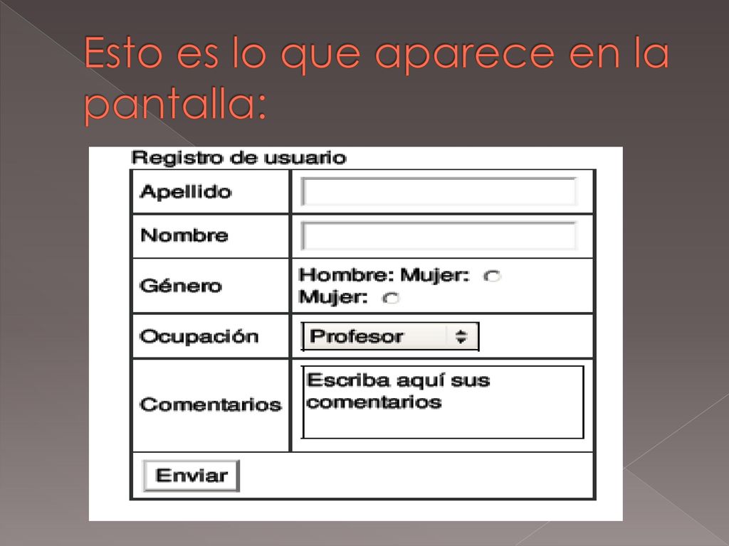 Esto es lo que aparece en la pantalla: