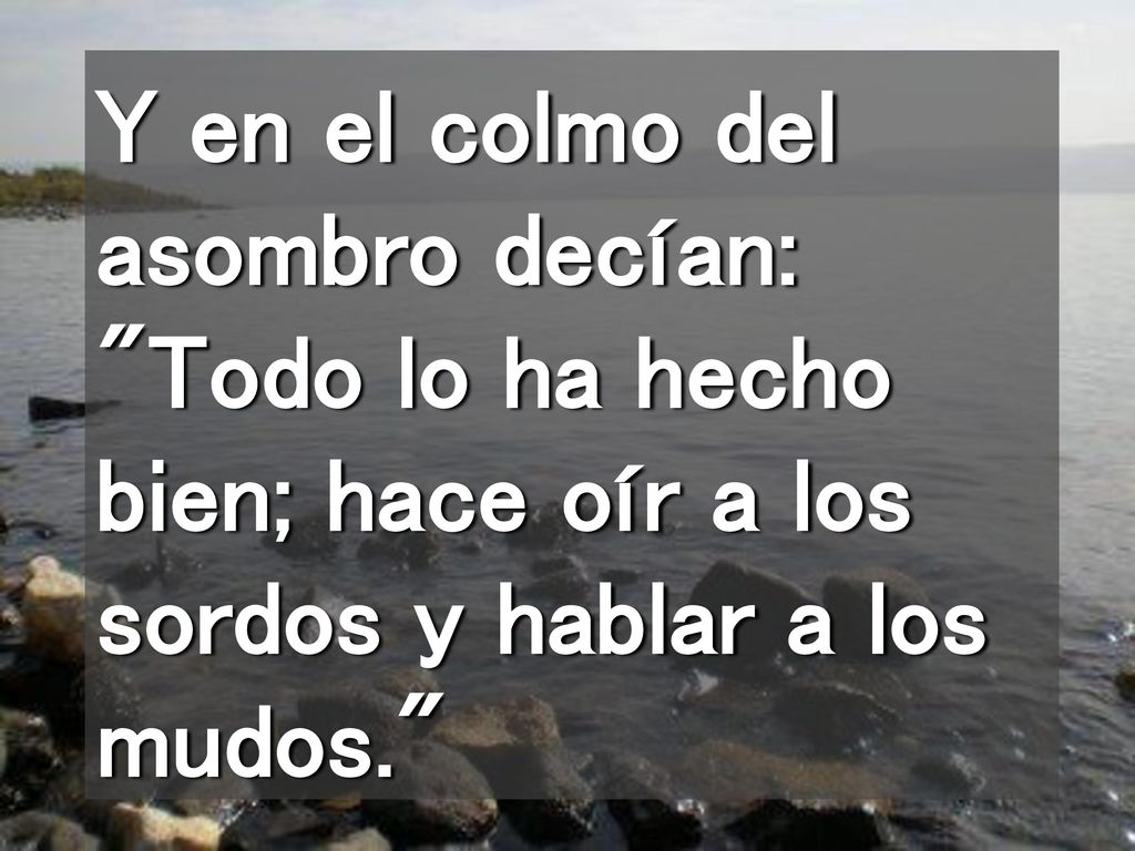Y en el colmo del asombro decían: Todo lo ha hecho bien; hace oír a los sordos y hablar a los mudos.