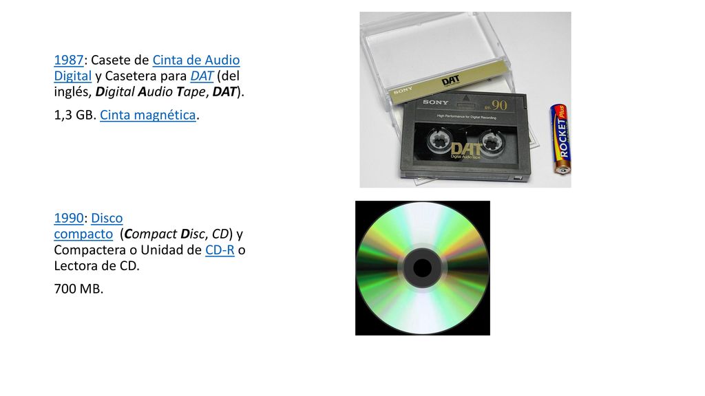 1987: Casete de Cinta de Audio Digital y Casetera para DAT (del inglés, Digital Audio Tape, DAT).