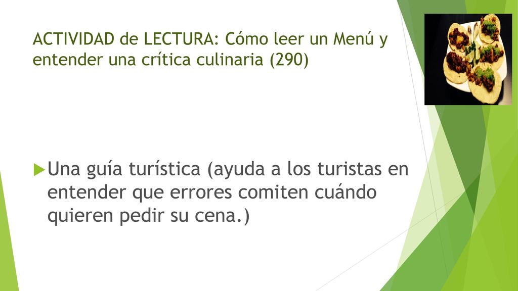 ACTIVIDAD de LECTURA: Cómo leer un Menú y entender una crítica culinaria (290)