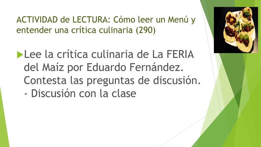 ACTIVIDAD de LECTURA: Cómo leer un Menú y entender una crítica culinaria (290)