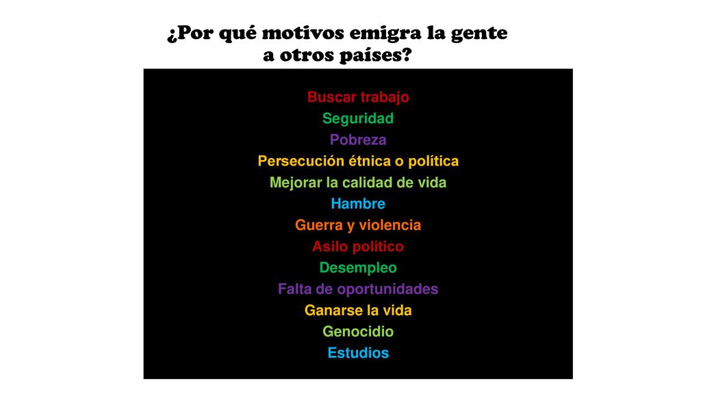 ¿Por qué motivos emigra la gente a otros países