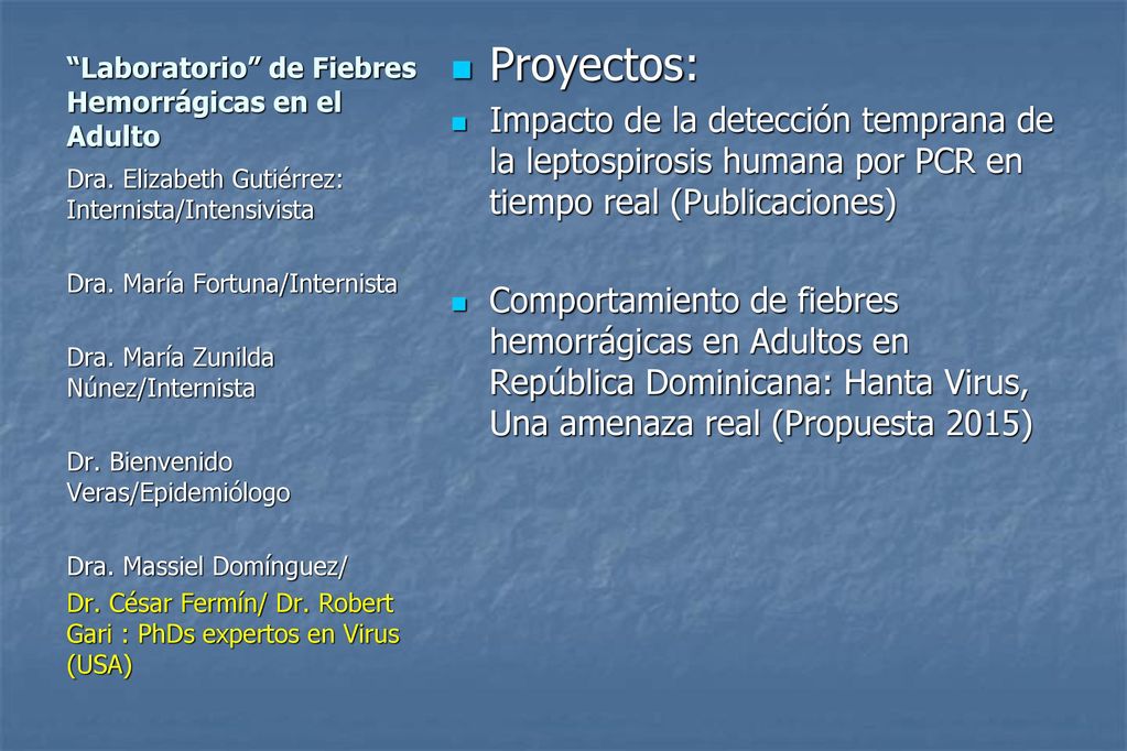 Laboratorio de Fiebres Hemorrágicas en el Adulto