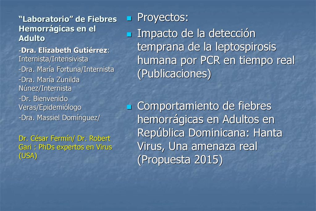 Laboratorio de Fiebres Hemorrágicas en el Adulto
