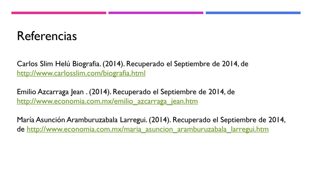 Referencias Carlos Slim Helú Biografia. (2014). Recuperado el Septiembre de 2014, de