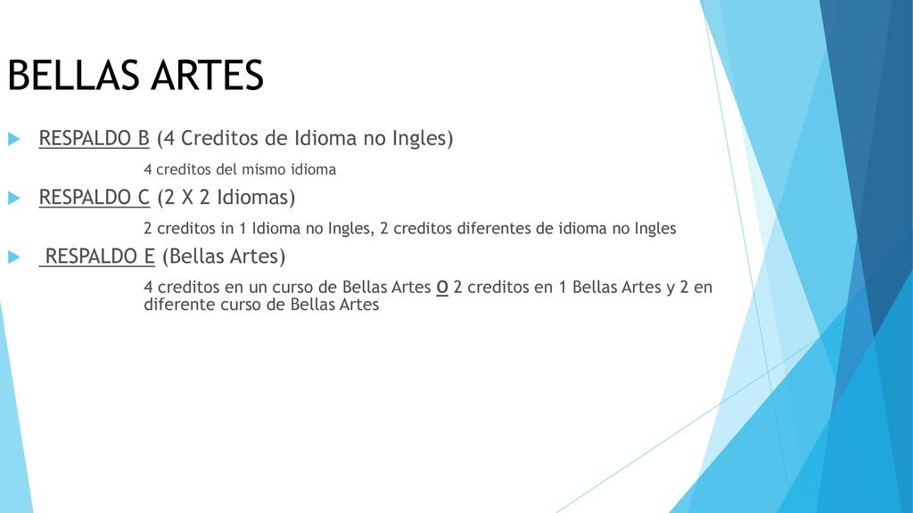 BELLAS ARTES RESPALDO B (4 Creditos de Idioma no Ingles)