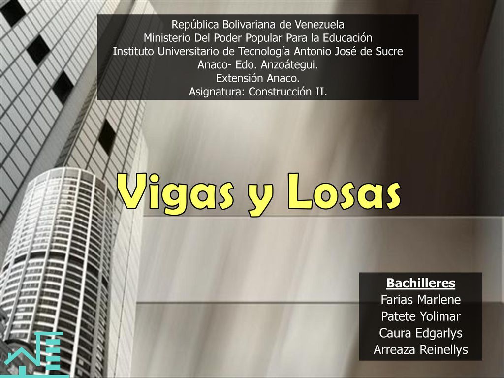Vigas y Losas Bachilleres Farias Marlene Patete Yolimar Caura Edgarlys