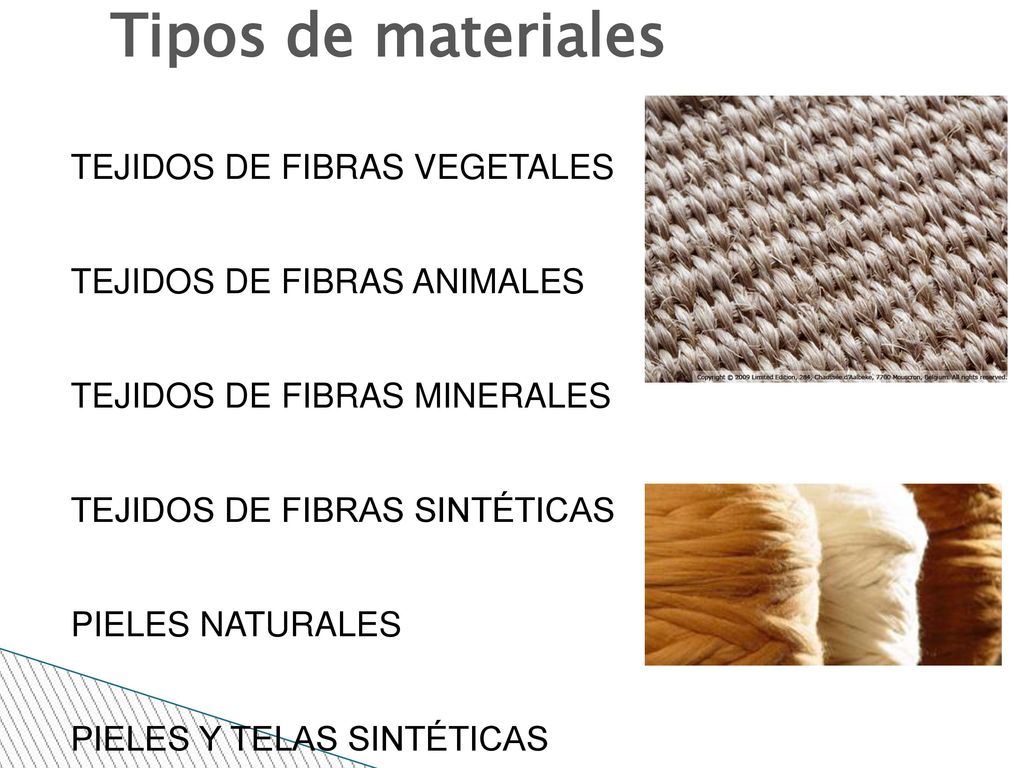 Tipos de materiales TEJIDOS DE FIBRAS VEGETALES