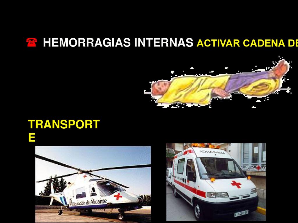 HEMORRAGIAS INTERNAS ACTIVAR CADENA DE SOCORRO Y SITUACIÓN TRENDELEMBURG