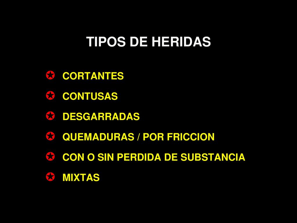 TIPOS DE HERIDAS CORTANTES CONTUSAS DESGARRADAS
