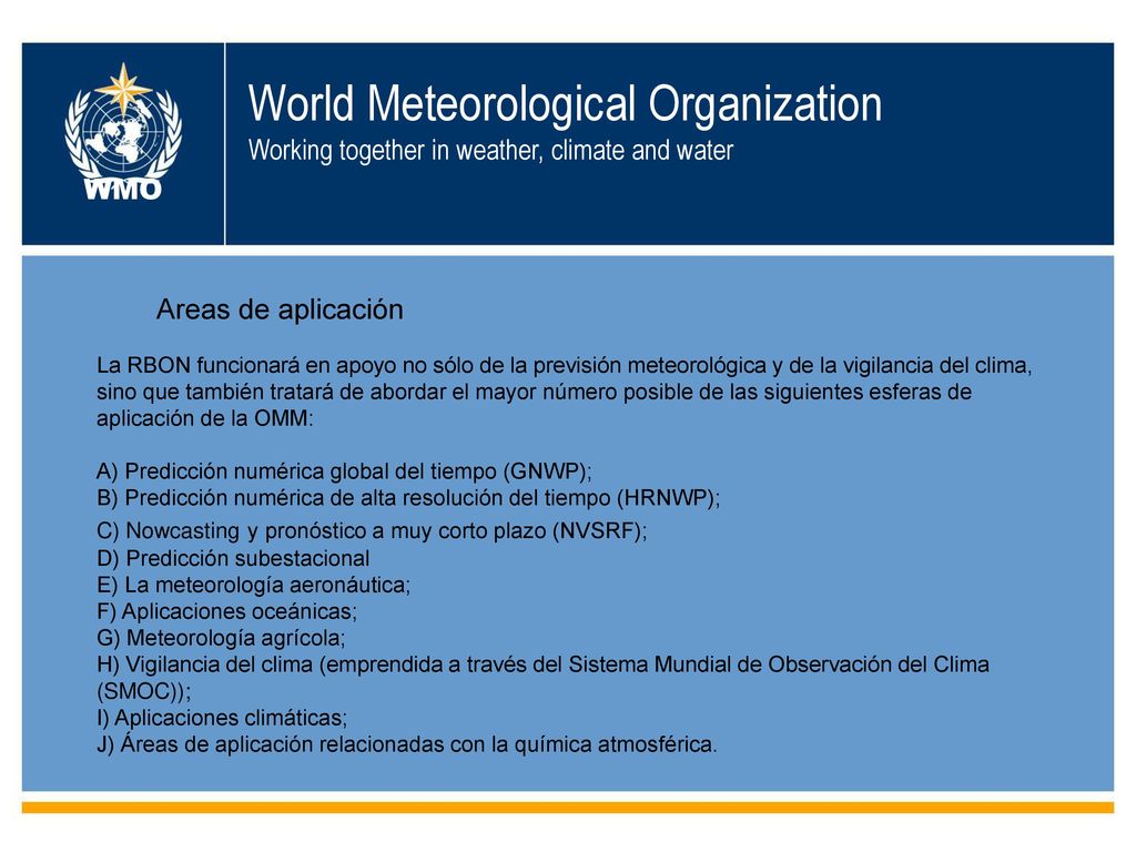 World Meteorological Organization Working together in weather, climate and water