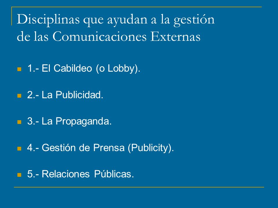 Disciplinas que ayudan a la gestión de las Comunicaciones Externas