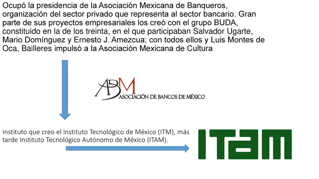 Ocupó la presidencia de la Asociación Mexicana de Banqueros, organización del sector privado que representa al sector bancario. Gran parte de sus proyectos empresariales los creó con el grupo BUDA, constituido en la de los treinta, en el que participaban Salvador Ugarte, Mario Domínguez y Ernesto J. Amezcua; con todos ellos y Luis Montes de Oca, Bailleres impulsó a la Asociación Mexicana de Cultura