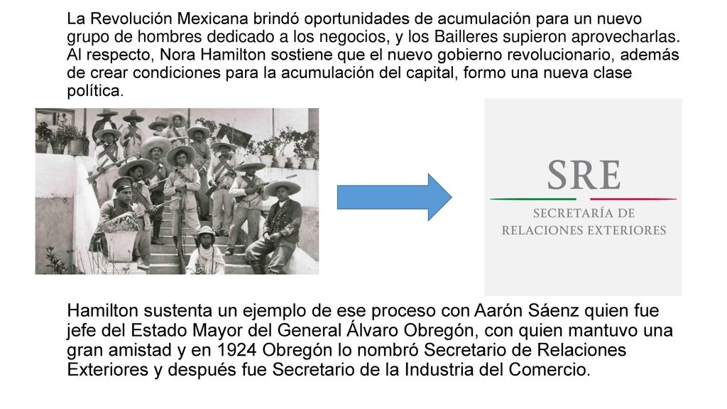 La Revolución Mexicana brindó oportunidades de acumulación para un nuevo grupo de hombres dedicado a los negocios, y los Bailleres supieron aprovecharlas. Al respecto, Nora Hamilton sostiene que el nuevo gobierno revolucionario, además de crear condiciones para la acumulación del capital, formo una nueva clase política.