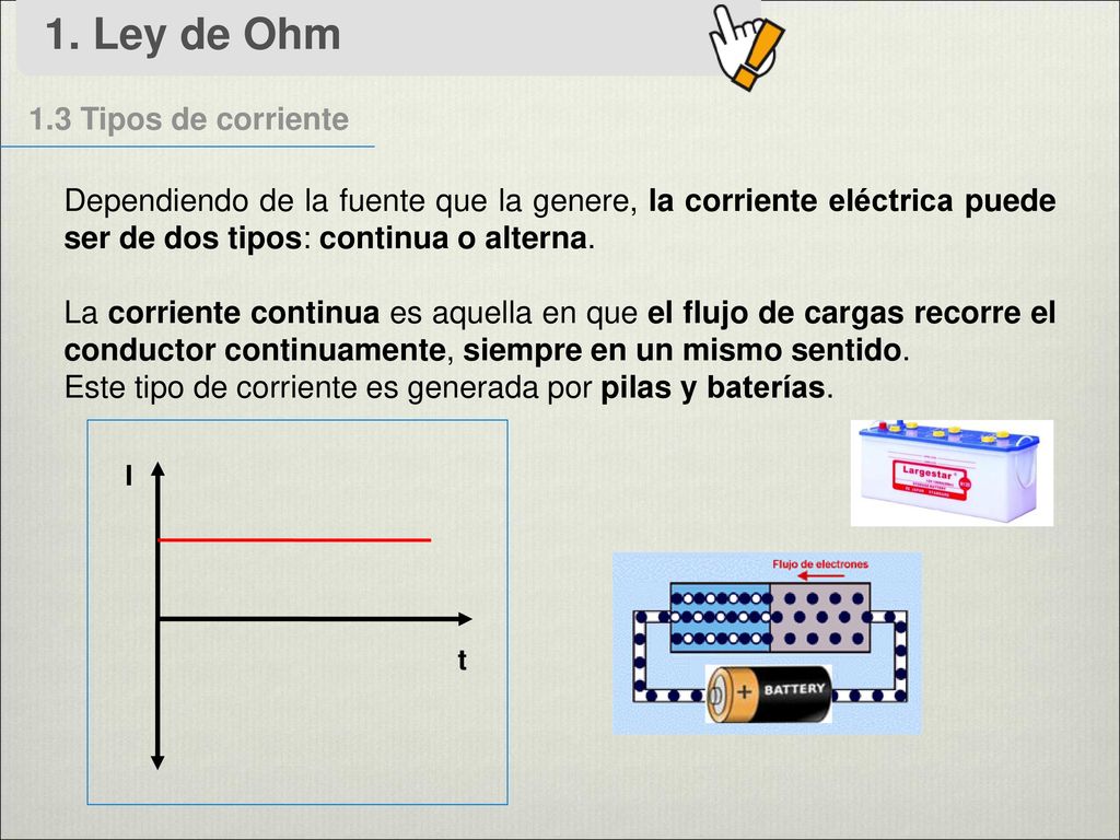 1. Ley de Ohm 1.3 Tipos de corriente