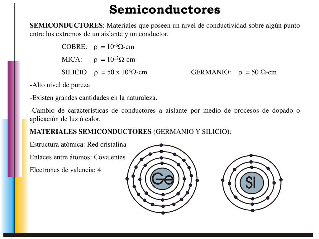 Semiconductores SEMICONDUCTORES: Materiales que poseen un nivel de conductividad sobre algún punto entre los extremos de un aislante y un conductor.