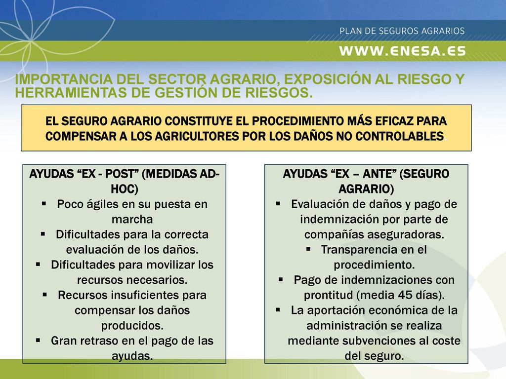 IMPORTANCIA DEL SECTOR AGRARIO, EXPOSICIÓN AL RIESGO Y HERRAMIENTAS DE GESTIÓN DE RIESGOS.
