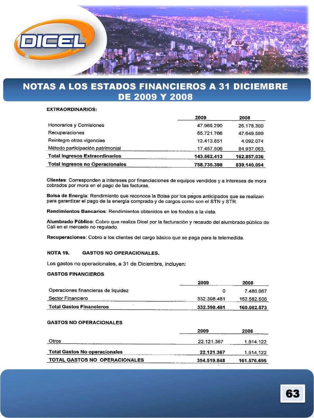 NOTAS A LOS ESTADOS FINANCIEROS A 31 DICIEMBRE DE 2009 Y 2008