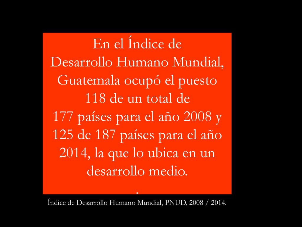 . Índice de Desarrollo Humano Mundial, PNUD, 2008 / 2014.