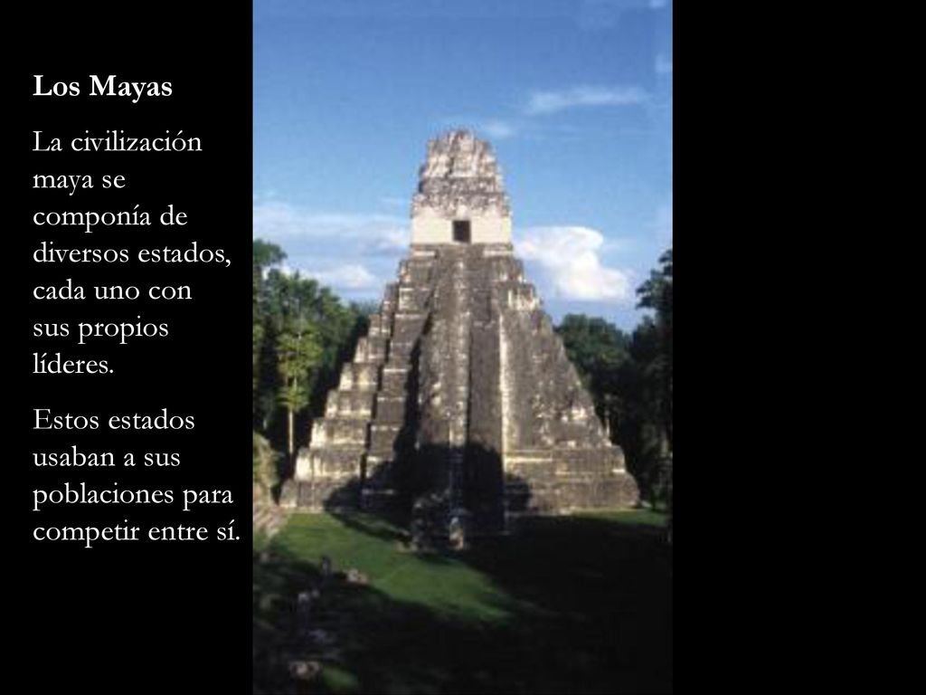 Los Mayas La civilización maya se componía de diversos estados, cada uno con sus propios líderes.