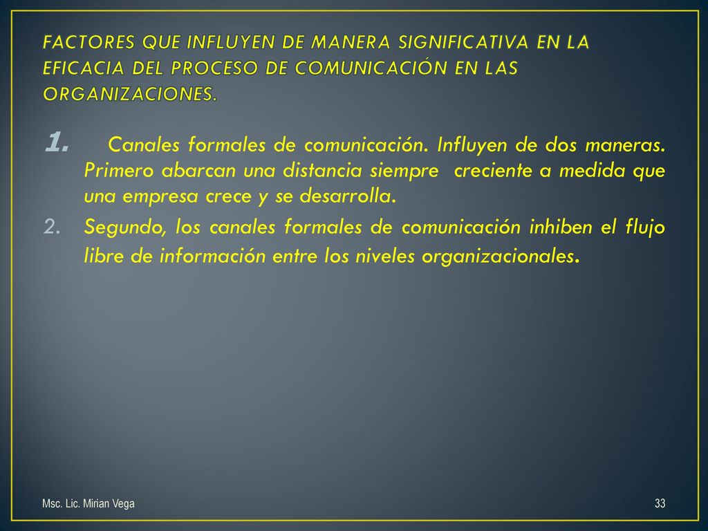 FACTORES QUE INFLUYEN DE MANERA SIGNIFICATIVA EN LA EFICACIA DEL PROCESO DE COMUNICACIÓN EN LAS ORGANIZACIONES.