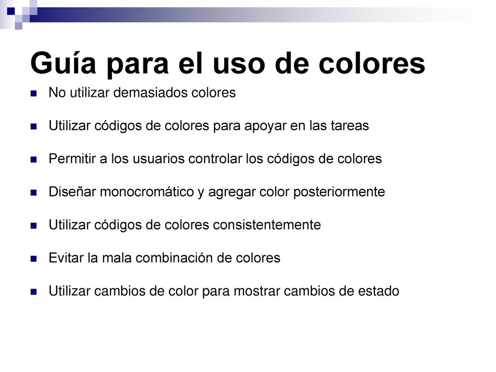 Guía para el uso de colores