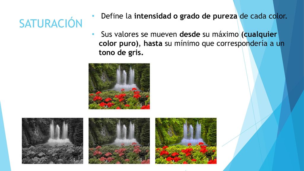 SATURACIÓN Define la intensidad o grado de pureza de cada color.