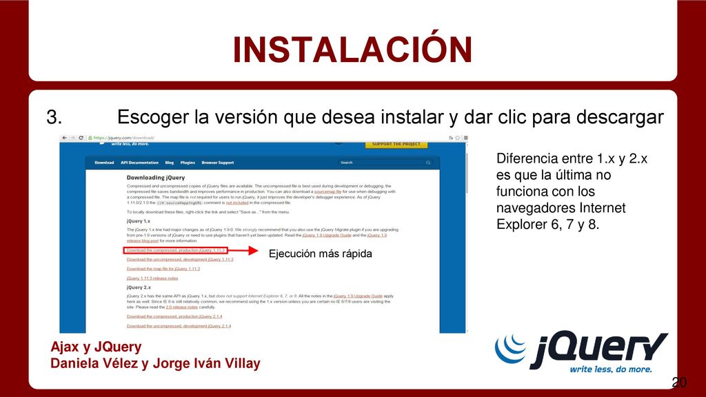 INSTALACIÓN 3. Escoger la versión que desea instalar y dar clic para descargar.