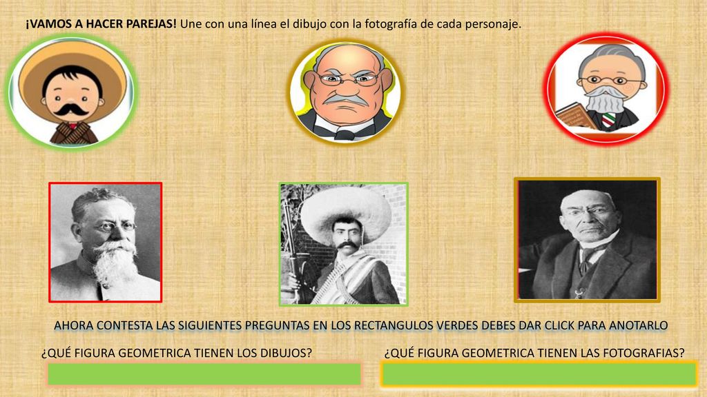 ¡VAMOS A HACER PAREJAS! Une con una línea el dibujo con la fotografía de cada personaje.