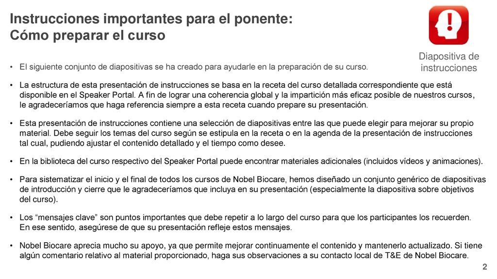 Instrucciones importantes para el ponente: Cómo preparar el curso