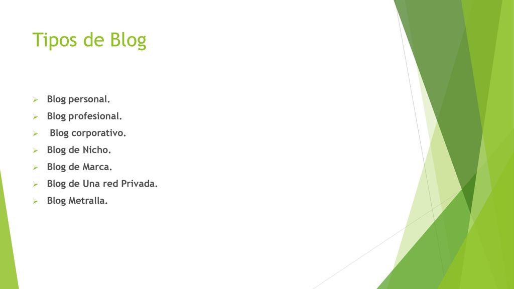 Tipos de Blog Blog personal. Blog profesional. Blog corporativo.