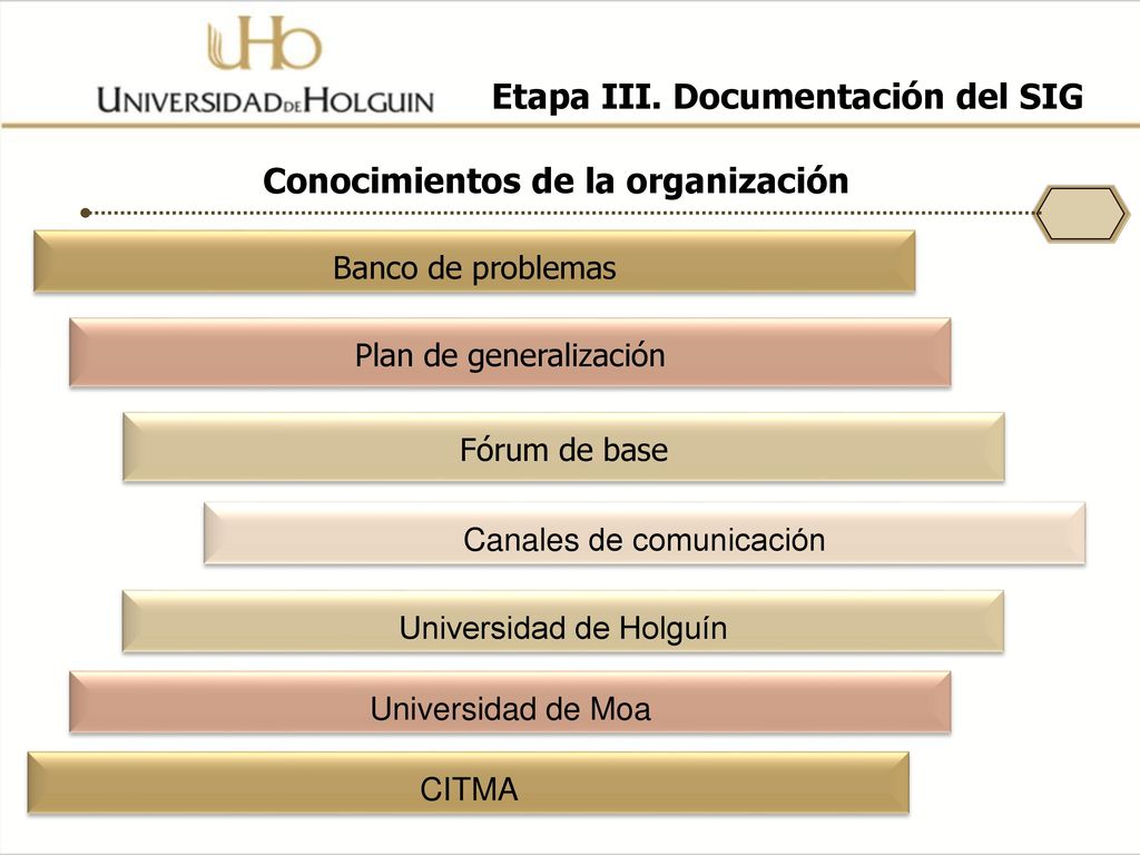 Etapa III. Documentación del SIG Conocimientos de la organización