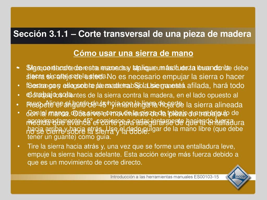 Sección – Corte transversal de una pieza de madera