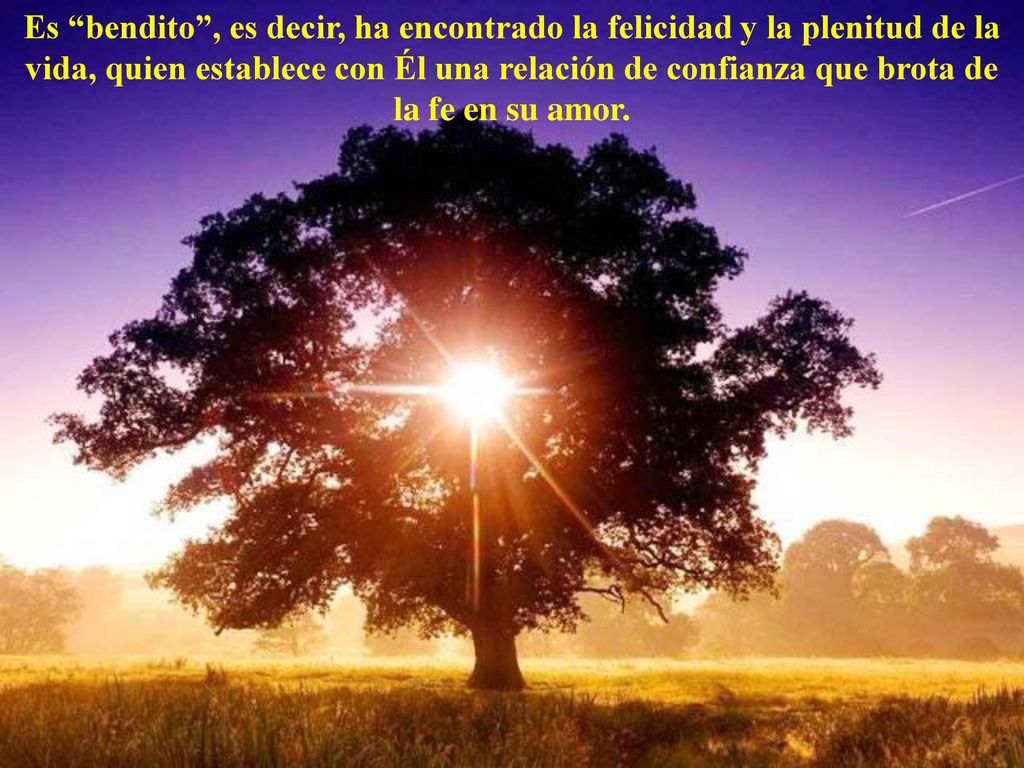 Es bendito , es decir, ha encontrado la felicidad y la plenitud de la vida, quien establece con Él una relación de confianza que brota de la fe en su amor.