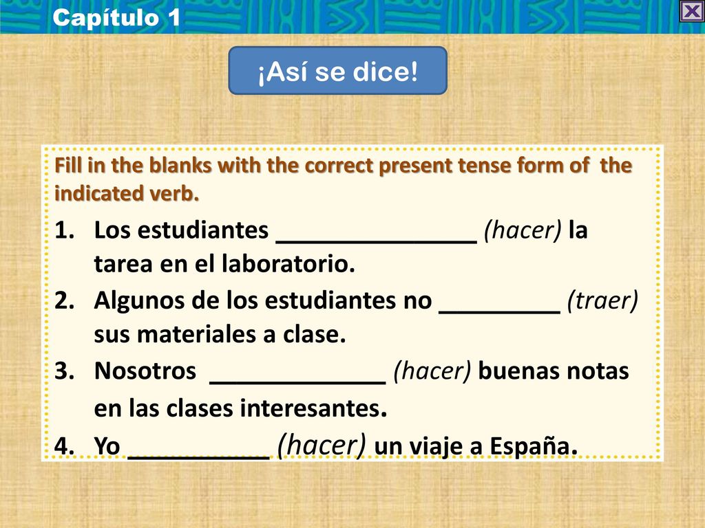Los estudiantes (hacer) la tarea en el laboratorio.
