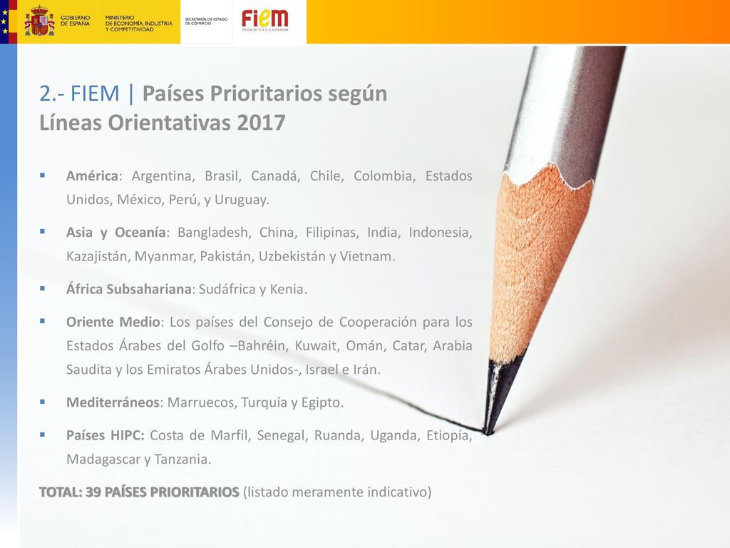2.- FIEM | Países Prioritarios según Líneas Orientativas 2017