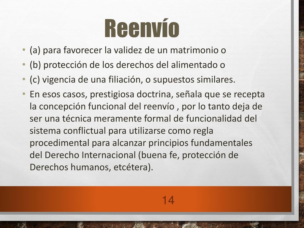 Reenvío (a) para favorecer la validez de un matrimonio o